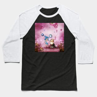 Sweet fairy is playing  with cute cat Baseball T-Shirt